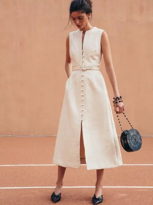 Beige Wide Leg Pants Set