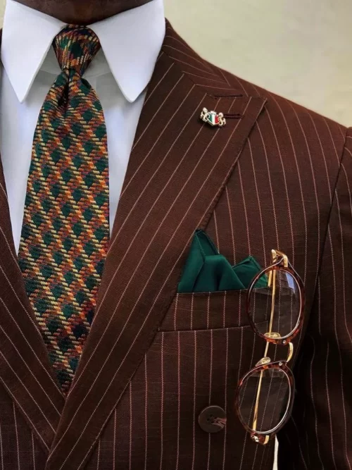 Brown Checkered Business Suit