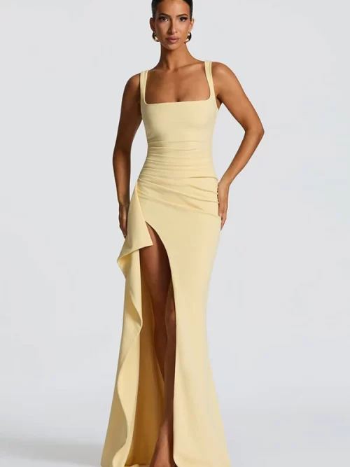 Gold Strapless Evening Gown